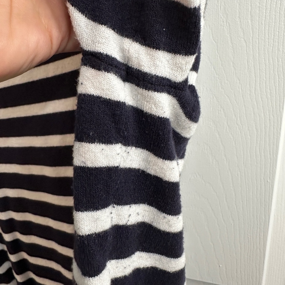 Striped Short Sleeve Sweater - Navy & White - Picture 4 of 6
